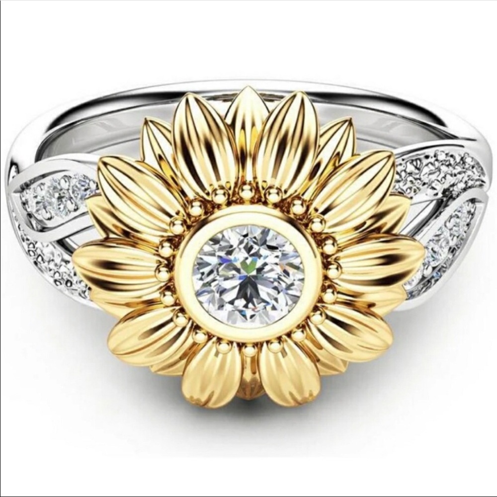 New 925  Silver Sunflower Ring - Picture 2 of 5